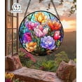 thumbnail image 3 of Floral Stained Glass Suncatcher, Floral Acrylic Suncatcher, Gift for Mom or Garden Lovers, Colorful Window Art, Boho Spring Decoration 4296987977, 3 of 4