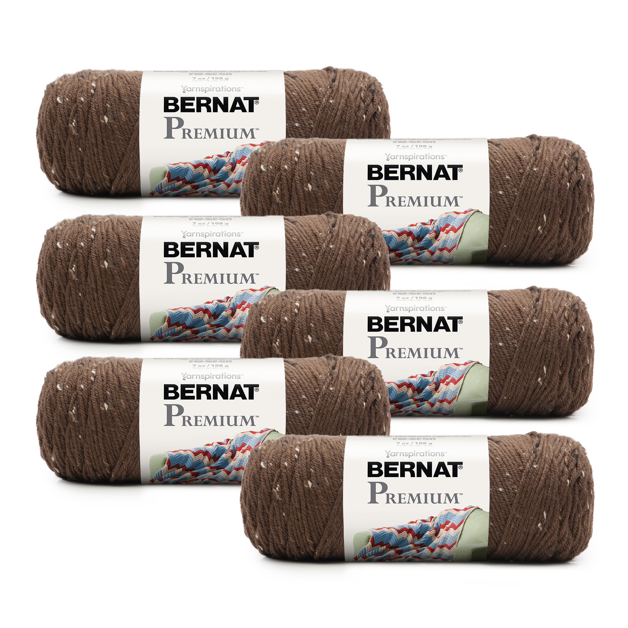 Bernat® Premium Tweeds™ 4 Medium Acrylic Yarn, Chocolate Tweed 7oz