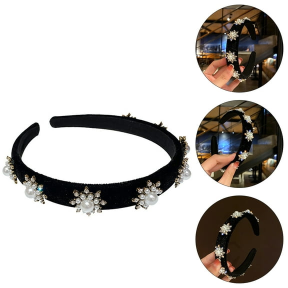 OFFIGAM Black Snowflake Headband Christmas Party Supplies Fashion Hair Hoop Synthetic Material Holiday Accessory