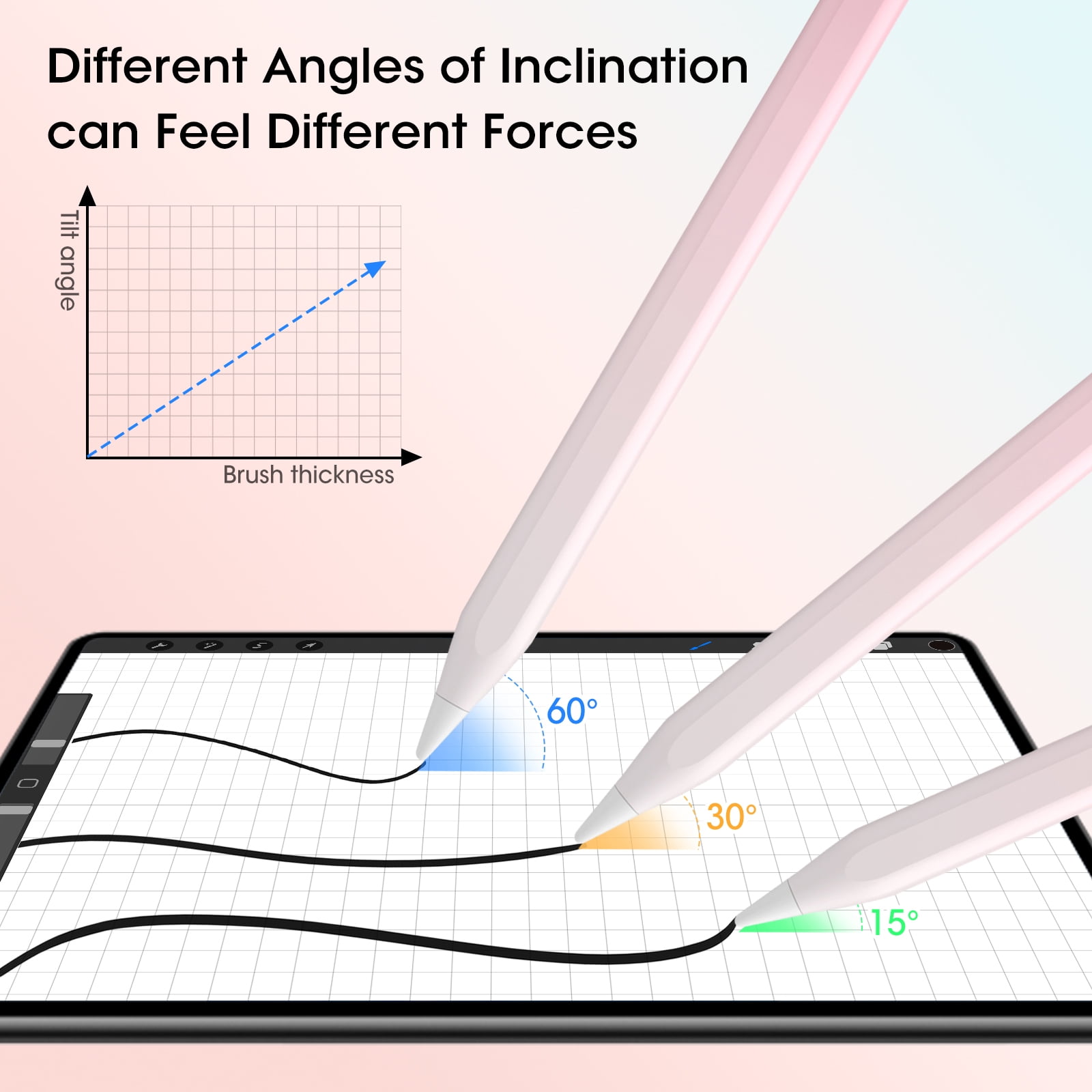 Magnetic Stylus Pen for iPad, Featuring Palm Rejection, Tilt Sensitivity Fast Charging | Bluetooth Pen for Writing and Drawing | Works with iPad Pro/Air/Mini (2018-2025 Models), Pink White