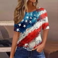 thumbnail image 2 of LWavelet Fourth of July Shirts for Women 3/4 Length Sleeve Tops Round Crew Casual Patriotic Fireworks USA Flag Tee Red 3XL, 2 of 4