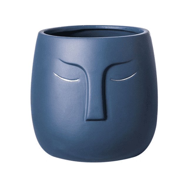 Maceta abstracta, muebles de arte simple, maceta verde para plantas, adecuada para la entrada de la sala de estar (azul oscuro, 12 * 12 * 12,5 agujeros)
