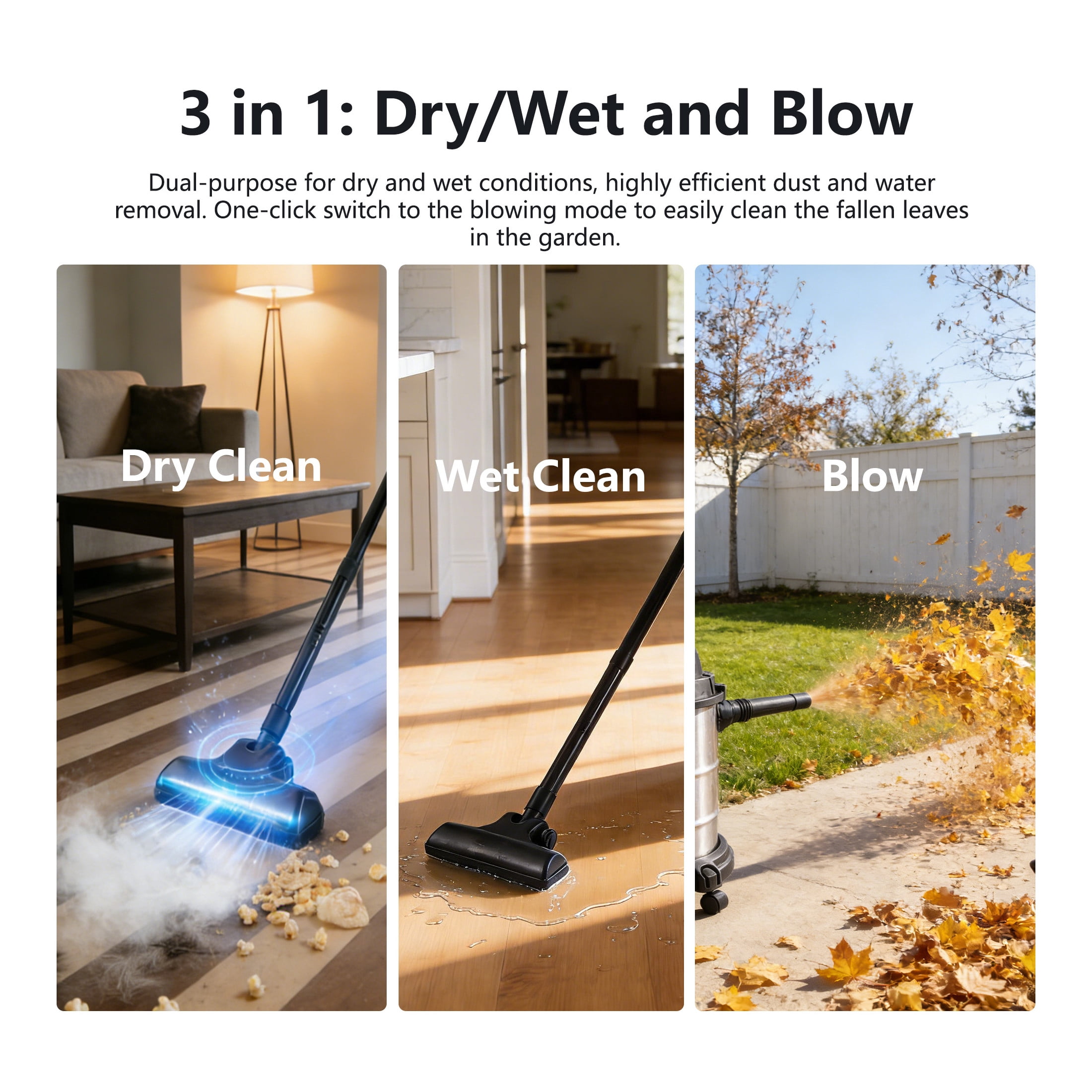 GDF Studio 5 Gallon Wet Dry Vacuum, 4.3 Peak HP 3-in-1 Shop Vac with Blower Function, Black + Red