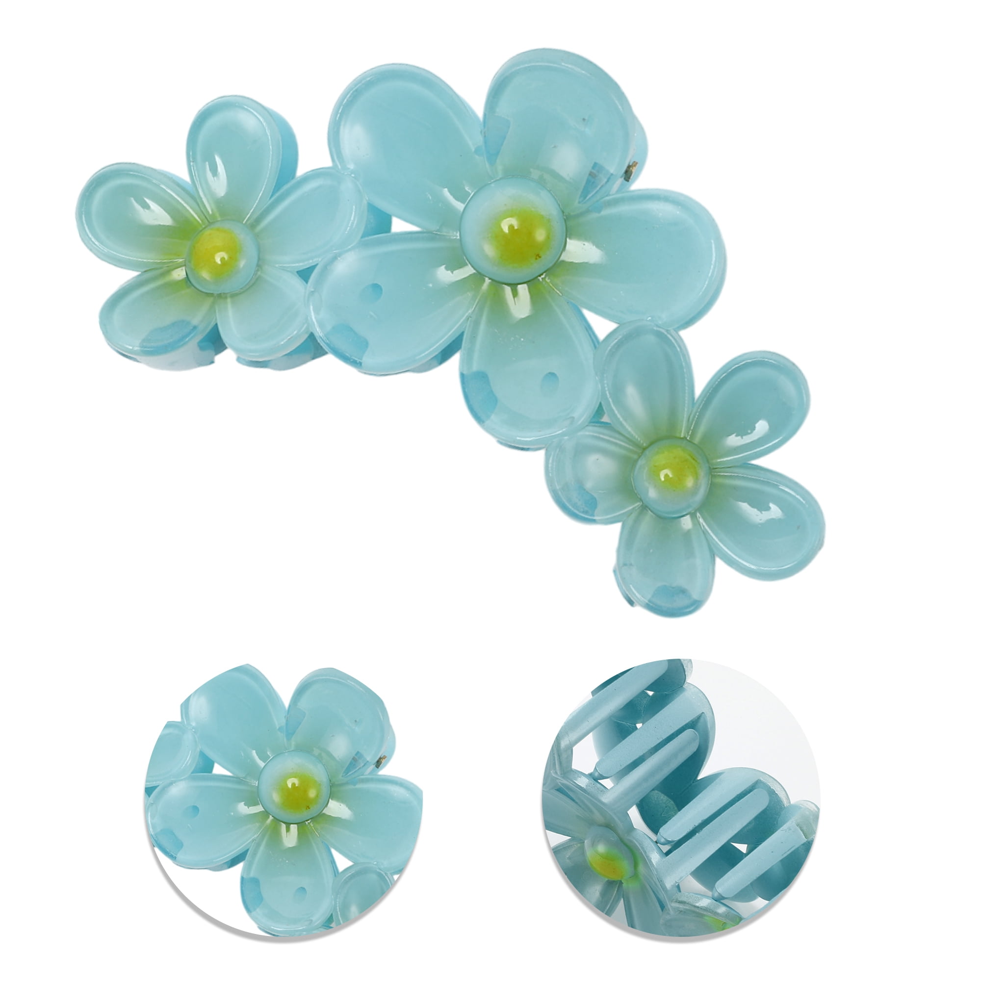 Unique Bargains Flower Hairdo Clip 1 Piece 4.33" x 2.56" x 1.89" Blue