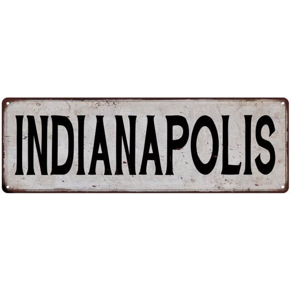INDIANAPOLIS Vintage Look Rustic Metal 8x24 Sign City State 108240041354