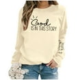 thumbnail image 2 of Women'S Sweatshirt Long Sleeve Sweatshirt Pullovers for Women Beige Crewneck Sweatshirt Women Winter Sweatshirts for Women Fashion, 2 of 5