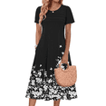 thumbnail image 2 of Fantaslook Pleated Summer Dresses for Women Short Sleeve A Line Midi Dress Flowy Floral Sundress Casual Dress with Pockets, 2 of 8