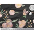 thumbnail image 3 of Soimoi Black Cotton Duck Fabric Leaves & Peach Floral Watercolor Print Fabric by Yard 42 Inch Wide, 3 of 3
