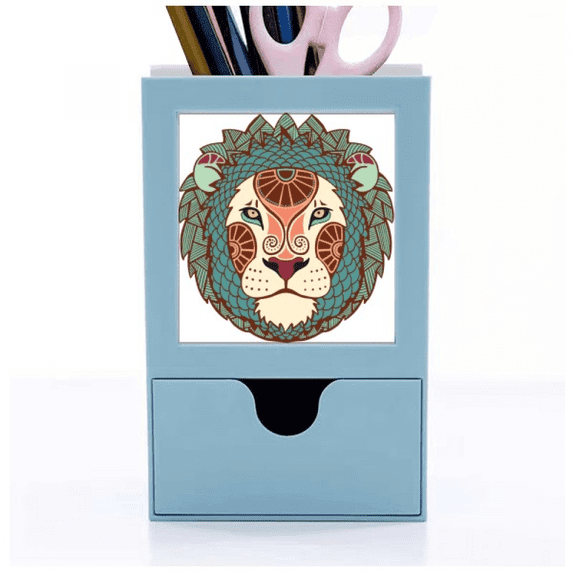 Leo Constellation Zodiac Symbol Desk Supplies Organizer Pen Holder Card