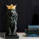 thumbnail image 5 of Estatua abstracta de león con corona para el hogar, la oficina, el bar, la escultura de resina con fe de león masculino, artesanías, adornos de arte animal, decoración - Negro, 5 of 8