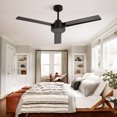 Remote Control Modern 52” Black Farmhouse Ceiling Fan Without Light for