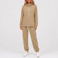 thumbnail image 6 of Women's Hoodies Dqueduo Women's Two Piece High Neck Sports Suit Long Sleeve Drawstring And Jogger Pants Casual Pocket Set, Sizes S-XXL, 6 of 10