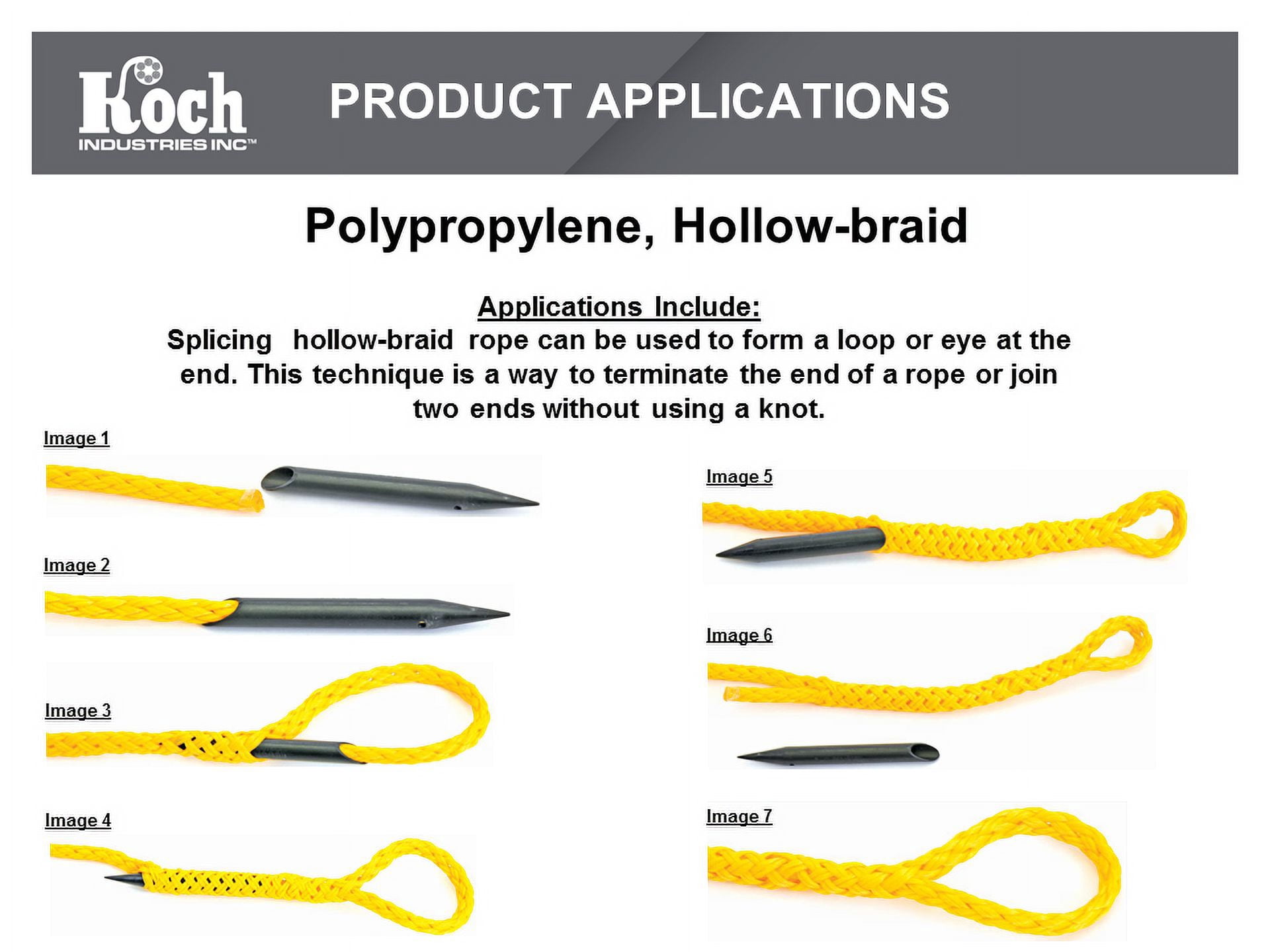 Hyper Tough Item# DF850-HT, Polypropylene Hollow Braid Rope, Yellow Color, 3/8" x 50', 1 Each