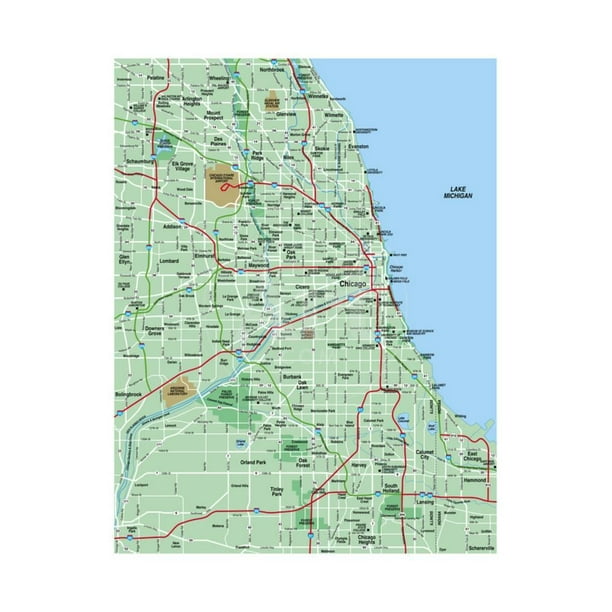 Map Of Chicago Metro Area Greater Chicago Metropolitan Area Map Print Wall Art By Bfordyce -  Walmart.com