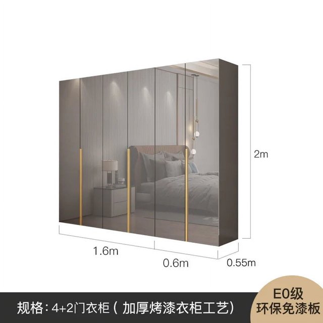 Light luxury wardrobe with make-up table 468 doors modern simple high-light bedroom 3 meters 4 high 2 large cabinets My Lux Decor Round