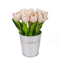9 in. Pink Tulip Bouquet in Metal Pot