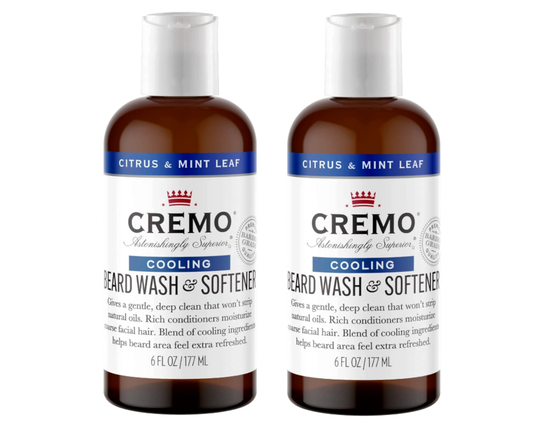 Cremo Cooling Beard Wash & Softener, Citrus & Mint Leaf, 6 Fl. Oz. - Pack of 2