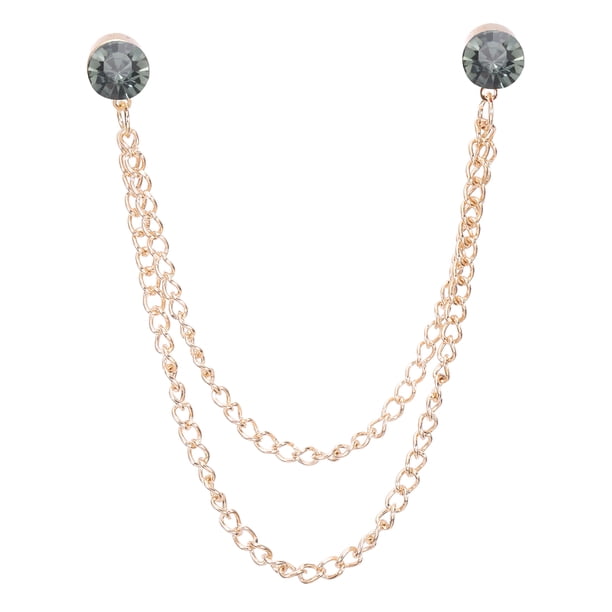 Pinzas de broche de cadena de strass Uxcell, cadena de borlas de cristal redondo en tono dorado (gris)