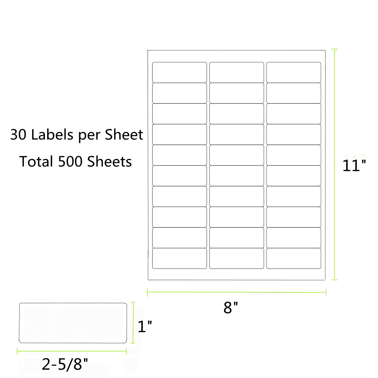 SJPACK 30 UP Address Labels for Laser Inkjet Printers 1" x 2-5/8", Pack of 15000 Labels