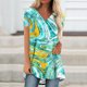 thumbnail image 2 of Tops de Mujer Elegantes Blusas Casuales Camisas de Moda Con Cuello en V Flor Suelta Pintura Camiseta de Manga Corta Blusa Superior Odeerbi  ODB156230, 2 of 5