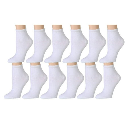 

SOCKS NBULK 12 Pairs Womens Ankle Socks No Show Sports Athletic Cotton Socks Size 9-11 (White)