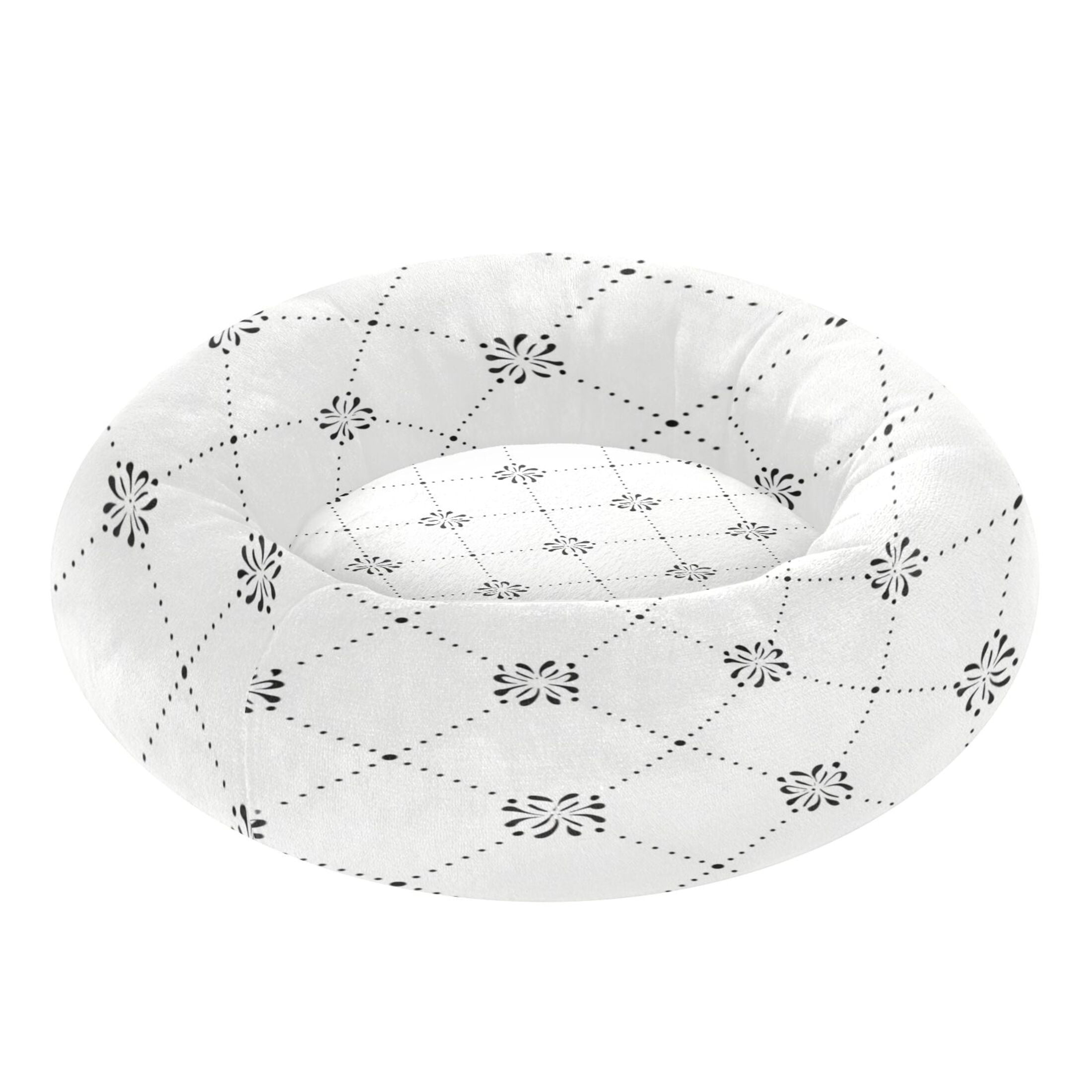 Iauyy Pet Couch Donut Cat Bed for Indoor Cats/Small Dogs Washable & Machine with Non-slip Bottom Calming Cat Furniture, Graceful Flowers (M)