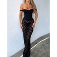 thumbnail image 2 of Arvbitana Women's Lace Long Dress Strapless Sleeveless Sheer Bodycon Dress Backless Patchwork Tube Top Dress for Cocktail Party Clubwear, 2 of 6