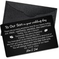 TRAHOOTo Our Son On Your Wedding Day Wallet Card, Engraved Black Metal