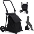 thumbnail image 1 of 2 - in - 1 foldable grocery cart: heavy - duty hand truck con cushioned seat, removable waterproof bag, portable trolly dolly para groceries, 1 of 5
