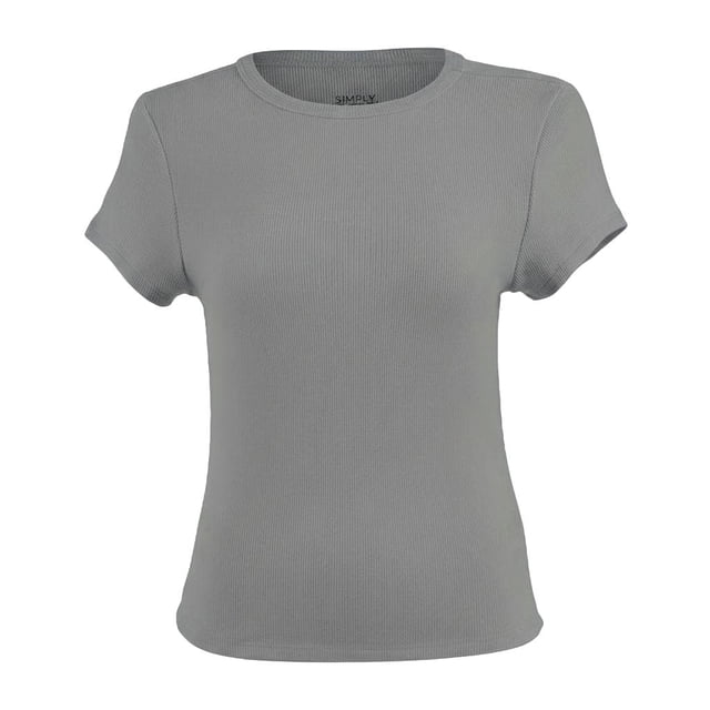 Playera George para Mujer, Manga Corta Con Escote Redondo Gris J Talla G