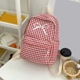 thumbnail image 3 of Grid Backpack Heavy Duty, Bowknot Embroidery School Backpack, Durable Student Bookbag for Elementary Primary Middle School, Red, 3 of 8