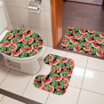 thumbnail image 5 of Summer Fruit Bathroom Rugs Set Watermelon Flowers Leaves Black Background Non Slip Absorbent Soft Bath Mats 3 Piece Set with Bathroom Rug, U-Shaped Floor Mat, Toilet Seat Cover Small Size, 5 of 9