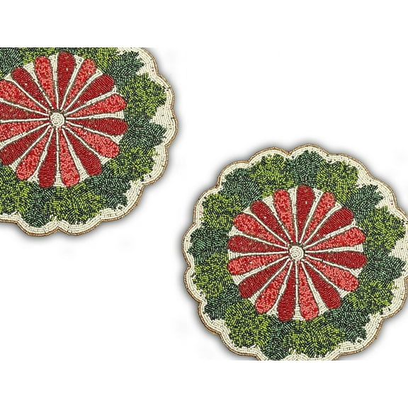 Handmade Beaded Placemats, Set of 2 Carrots Designer Tablemats, Easter Charger Plates 13X13 Inch