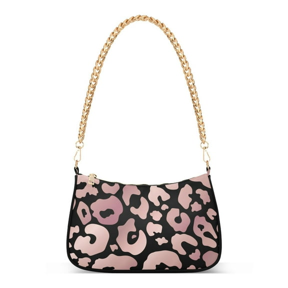 Leopard-print-3 Womens Chain Shoulder Bag Tote Handbag Clutch Hobo Purse with Zipper for Travel Casual