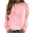 thumbnail image 1 of Fartey Cute Pink Floral Ribbon Print Sweatshirts for Women October Breast Cancer Awareness Blouses Casual Loose Long Sleeve Crewneck Pullover Tops, 1 of 2