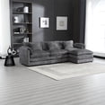 thumbnail image 3 of Miekor Furniture 112" Oversized Sectional Sofa Cloud Couch for Living Room, Modern Chenille L Shaped Couch, Comfy Boucle Modular Sofa Sleeper with Moveable Ottoman & Memory Foam MK3437, 3 of 12