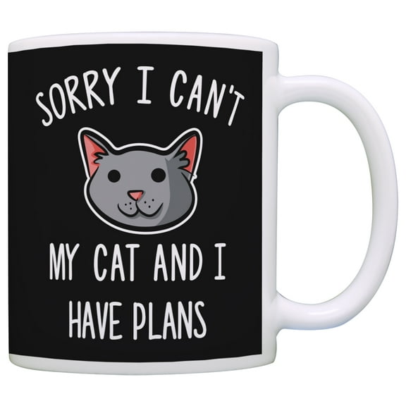 ThisWear Cat Lover Gifts Sorry I Can't My Cat and I Have Plans Cat Gag Gifts Crazy Cat Lady 11 ounce Coffee Mug Black