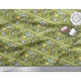 thumbnail image 3 of Soimoi Green Cotton Poplin Fabric Stripe,Floral & Bird Artistic Print Sewing Fabric BTY 42 Inch Wide, 3 of 3