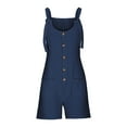 thumbnail image 5 of Riforla Short Rompers for Women Summer Casual Button Rompers Overalls Jumpsuit Shorts Button Rompers Jumpsuits for Women Navy M, 5 of 5