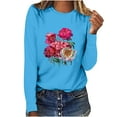 thumbnail image 1 of Pompotops T-shirt Décontracté Imprimé pour Femmes Col Rond Manches Longues Blouse, 1 of 7
