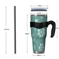 thumbnail image 4 of 40oz Tumbler,Turquoise Christmas Snowflake Pattern Insulated Tumblers with Removable Handle,Stainless Steel Double Vacuum Coffee Tumbler Cup with Straw for Home,Office,Travel,Party, 4 of 5