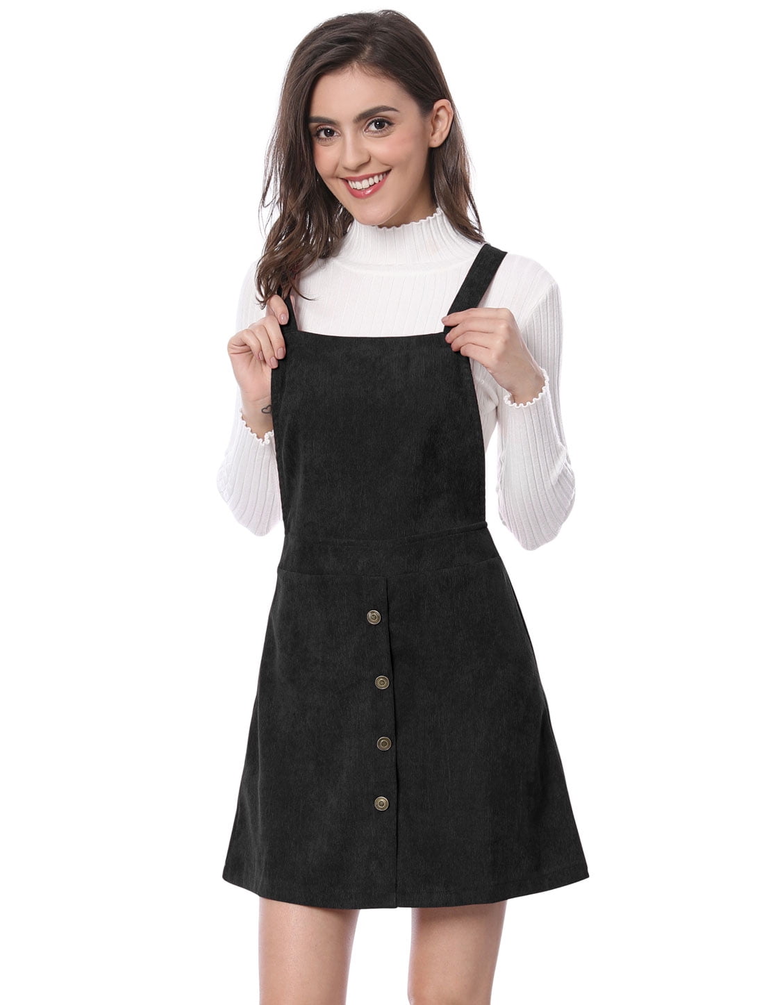 black corduroy overall dress