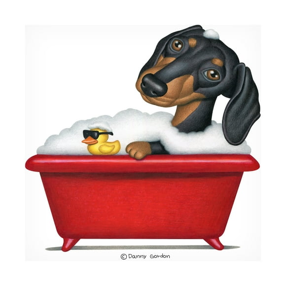 Danny Gordon Art 'Black Dachshund in Red Tub' Canvas Art