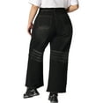 thumbnail image 3 of Agnes Orinda Women's Plus Size Wide Leg Jeans Washed Palazzo Trouser Denim Pants 4X Black, 3 of 5