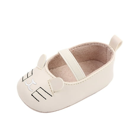 

QIANGONG Toddler Shoes Baby Toddler Shoes Boys And Girls Casual Shoes Flat Soles Comfortable Solid Color Cartoon (Color: Beige Size: 13 )