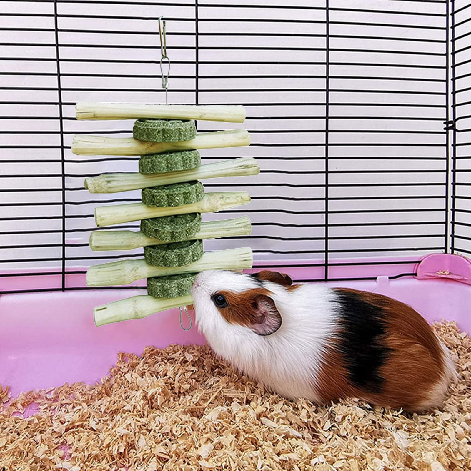 DOPI 4Pcs/Set Molar Toy Bite Resistant Natural Wood Grinding Teeth Hamster Skewers Chew Toy Pet Supplies
