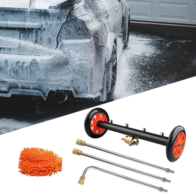 Escoba de agua para tren de rodaje de doble propósito, con varillas de extensión, accesorio de lavado a presión de rodaje para escombros, Sharpla lavadero de autos