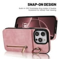 thumbnail image 5 of VENINGO for iPhone 16 Pro Wallet Case 6.3" with Ring Holder, Zipper Wallet Slot PU Leather Holder Magnetic Lock Lightweight Shockproof Full Body Protective Cover for iPhone 16 Pro, Rose Gold, 5 of 8