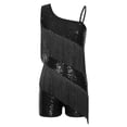 thumbnail image 3 of DPOIS Women Shiny Sequins Fringed Jumpsuit Black M, 3 of 7