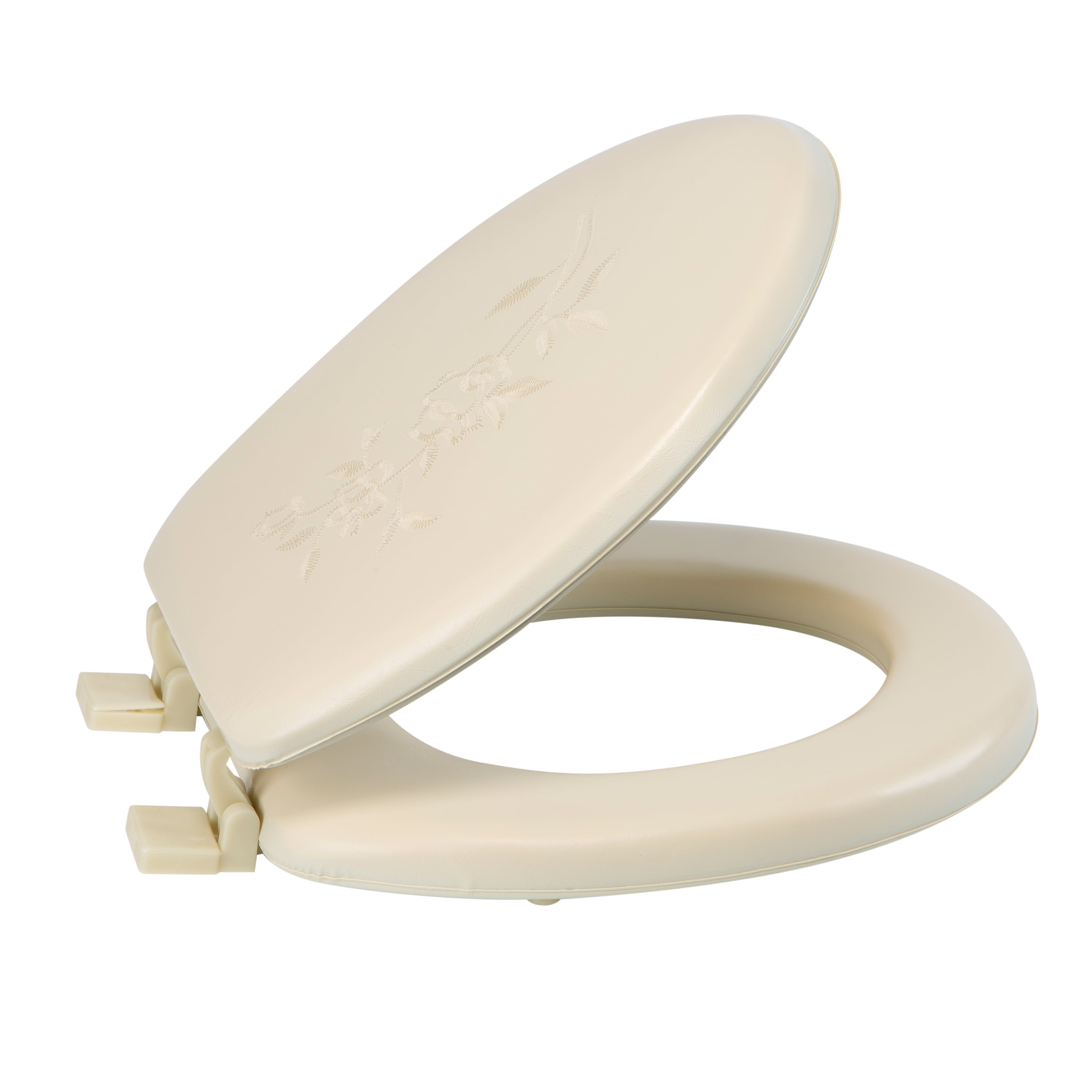 Bath Bliss Extra Soft Vinyl Standard Round Toilet Seat in Beige